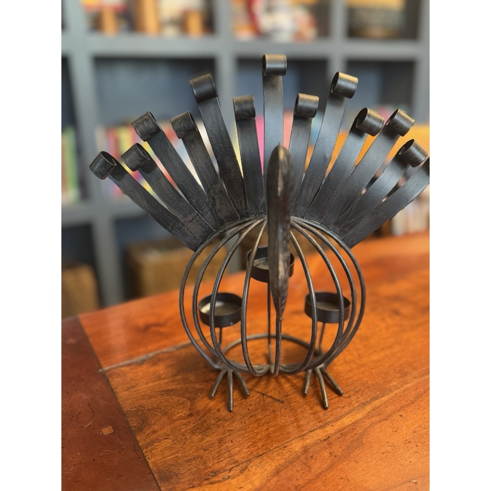 Metal Turkey Tea Light Holder Thanksgiving Fall Decoration